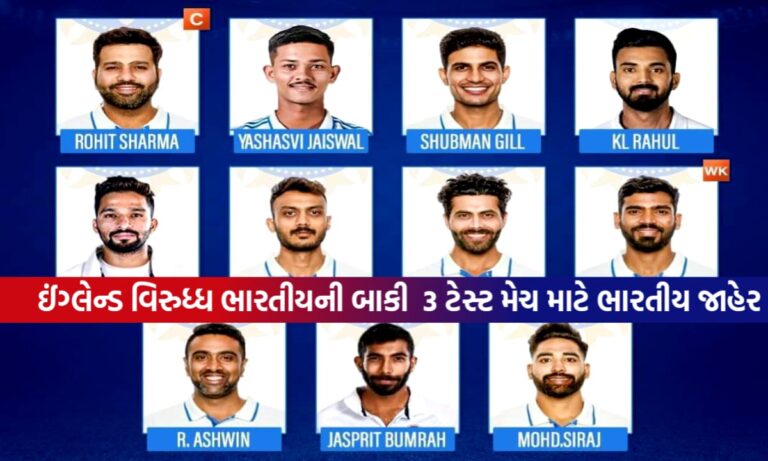 ભારતીય ટીમની જાહેરાત
