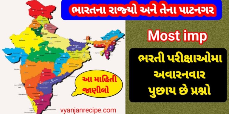 રાજ્ય અને પાટનગર નુ લીસ્ટ