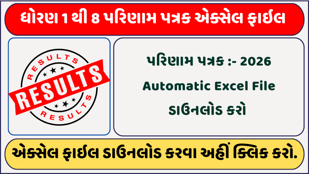 STD 1 to 8 Parinam Patrak Excel File Download